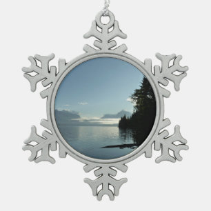 Morning at Lake McDonald in Glacier National Park Snowflake Pewter Christmas Ornament