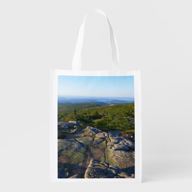 Morning atop Cadillac Mountain at Acadia Grocery Bag (Front)