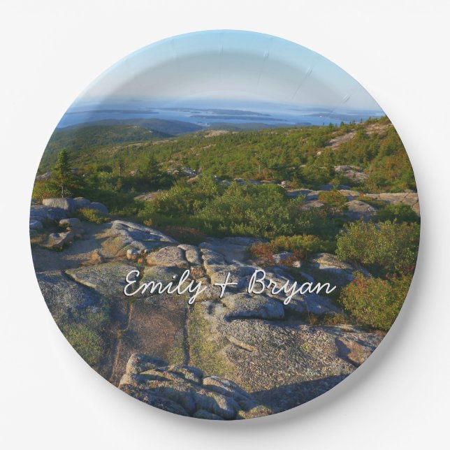 Morning atop Cadillac Mountain at Acadia Paper Plates (Front)
