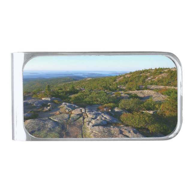 Morning atop Cadillac Mountain at Acadia Silver Finish Money Clip (Front)