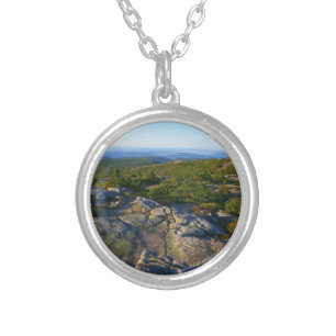 Morning atop Cadillac Mountain at Acadia Silver Plated Necklace