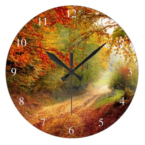 Morning Autum Forest Large Clock