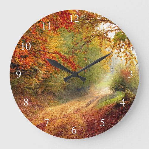 Morning Autum Forest Large Clock