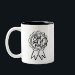 Morning Award Handlettered Two-Tone Coffee Mug<br><div class="desc">Look at you! Starting the day with a win. Sometimes just getting out of bed deserves recognition. This illustrated mug features an award ribbon with “Got out of bed” on one side and “already winning” on the other.</div>