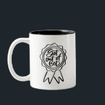 Morning Award Handlettered Two-Tone Coffee Mug<br><div class="desc">Look at you! Starting the day with a win. Sometimes just getting out of bed deserves recognition. This illustrated mug features an award ribbon with “Got out of bed” on one side and “already winning” on the other.</div>