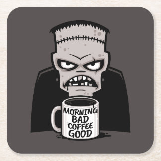 Morning Bad Coffee Good Reanimated Monster Square Paper Coaster