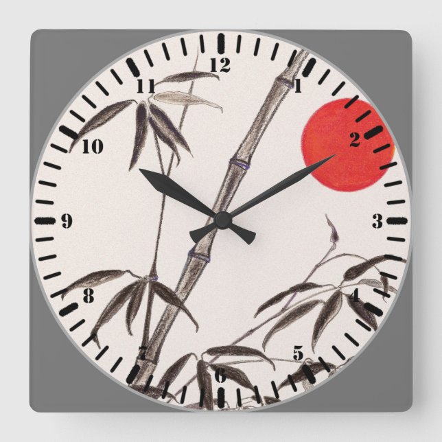 Morning Bamboo Square Wall Clock (Front)