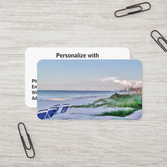 Morning Beach Retirement Business Cards (Front/Back In Situ)