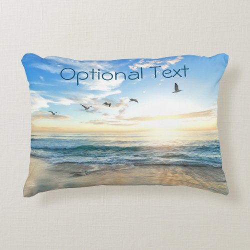 Morning Beach Seagulls Accent Pillow