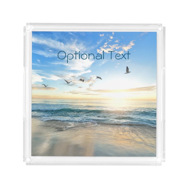 Morning Beach Seagulls Acrylic Tray (Front)