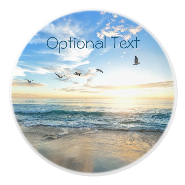 Morning Beach Seagulls Ceramic Knob (Front)