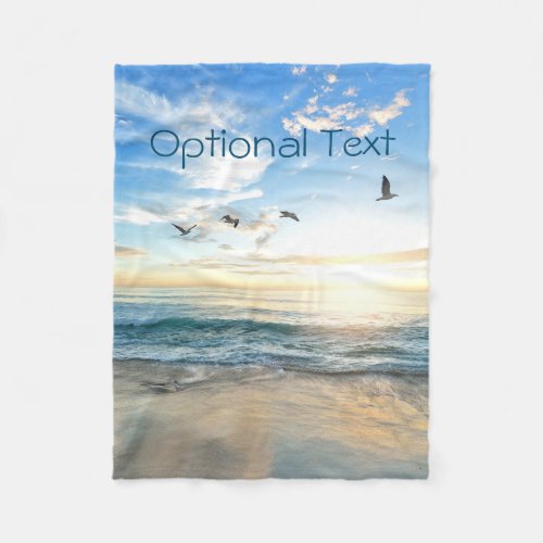 Morning Beach Seagulls Fleece Blanket