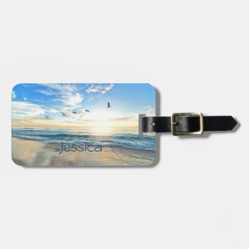 Morning Beach Seagulls Luggage Tag