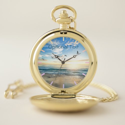 Morning Beach Seagulls Pocket Watch