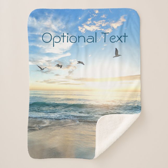 Morning Beach Seagulls Sherpa Blanket (Front)