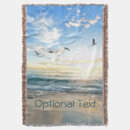 Morning Beach Seagulls Throw Blanket