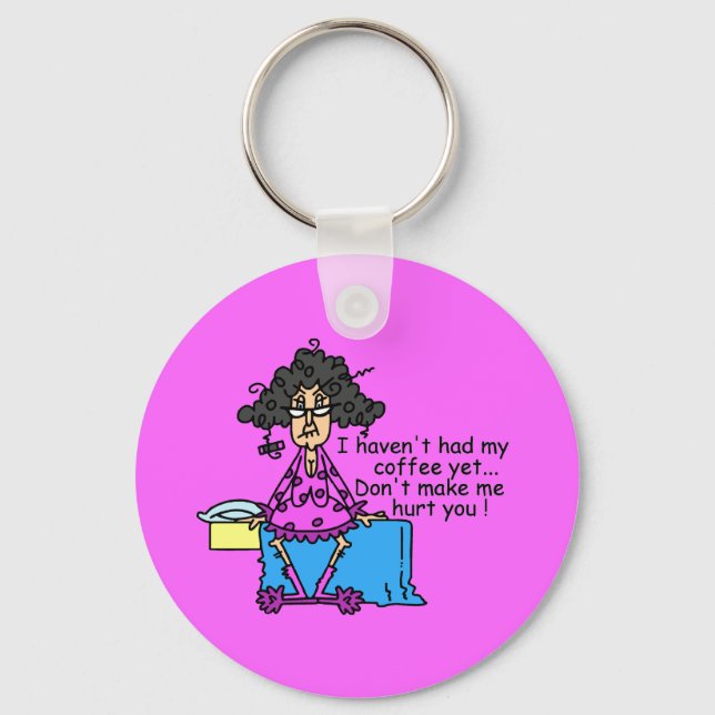 Morning Before Coffee Humor Keychain (Front)