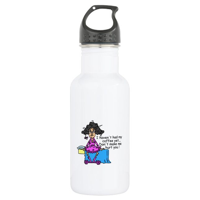 Morning Before Coffee Humor Stainless Steel Water Bottle (Front)