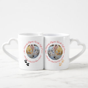 Morning Begins With Soft Paws, Cats Two Photos Coffee Mug Set