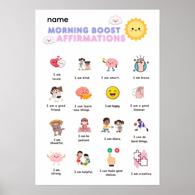Morning Boost Affirmations Wall Art (Front)