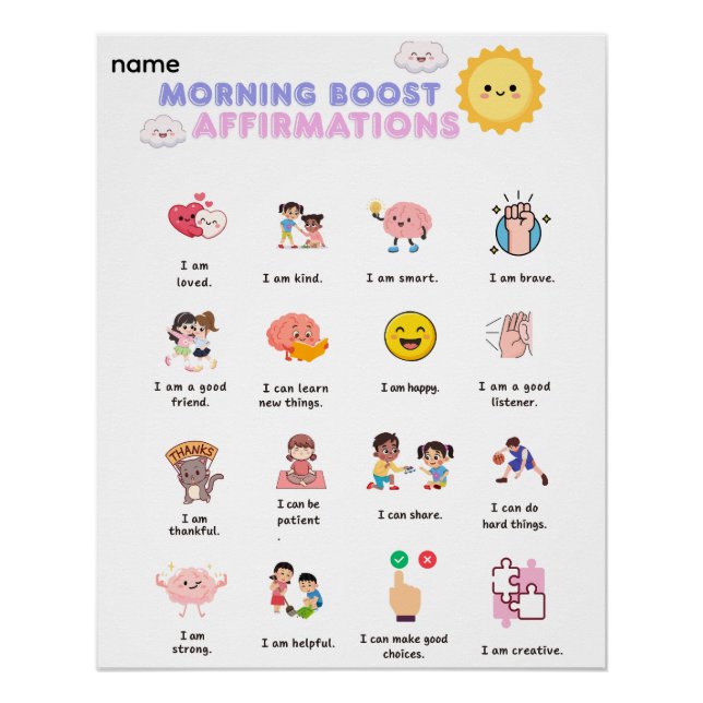 Morning Boost Affirmations Wall Art (Front)