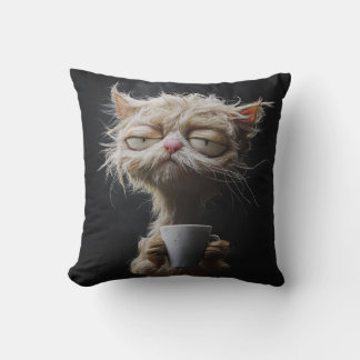 Morning Brew Bliss - Cat Throw Pillow