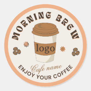Morning Brew Coffee Cup Cafe Logo Classic Round Sticker