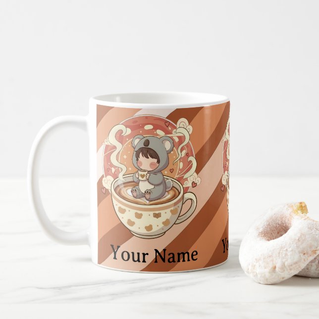 Morning Caffeine Kawaii Chibi Koala Coffee Mug (With Donut)