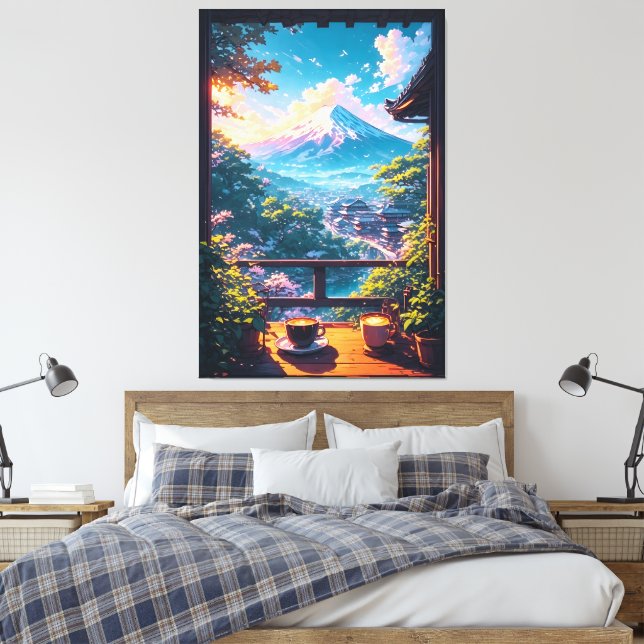 Morning Calm over Fuji Canvas Print (Insitu(Bedroom))