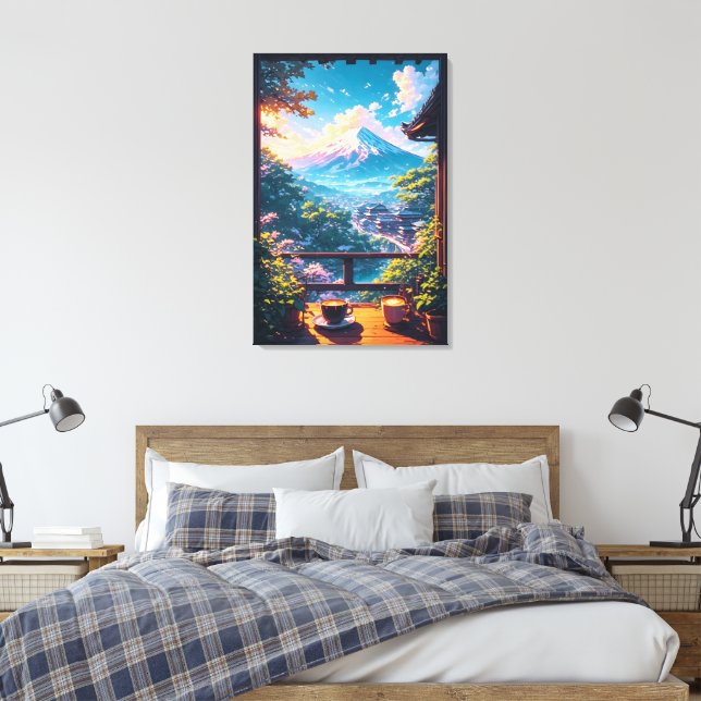 Morning Calm over Fuji Canvas Print (Insitu(Bedroom))