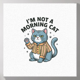 Morning Cat Vintage Engraving Funny Cat T-Shirt De Canvas Photo Tile