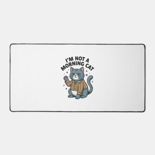 Morning Cat Vintage Engraving Funny Cat T-Shirt De Desk Mat
