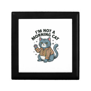 Morning Cat Vintage Engraving Funny Cat T-Shirt De Gift Box