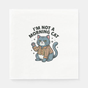 Morning Cat Vintage Engraving Funny Cat T-Shirt De Napkins