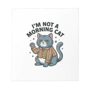 Morning Cat Vintage Engraving Funny Cat T-Shirt De Notepad