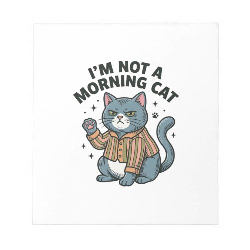 Morning Cat Vintage Engraving Funny Cat T-Shirt De Notepad