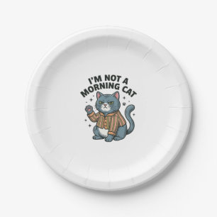 Morning Cat Vintage Engraving Funny Cat T-Shirt De Paper Plates