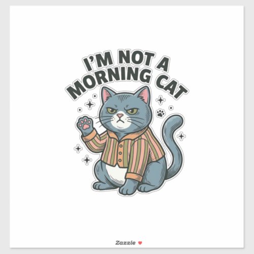 Morning Cat Vintage Engraving Funny Cat T-Shirt De Sticker