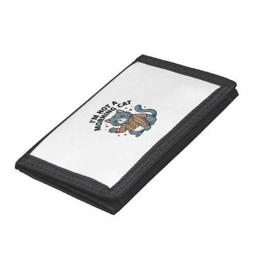Morning Cat Vintage Engraving Funny Cat T-Shirt De Trifold Wallet