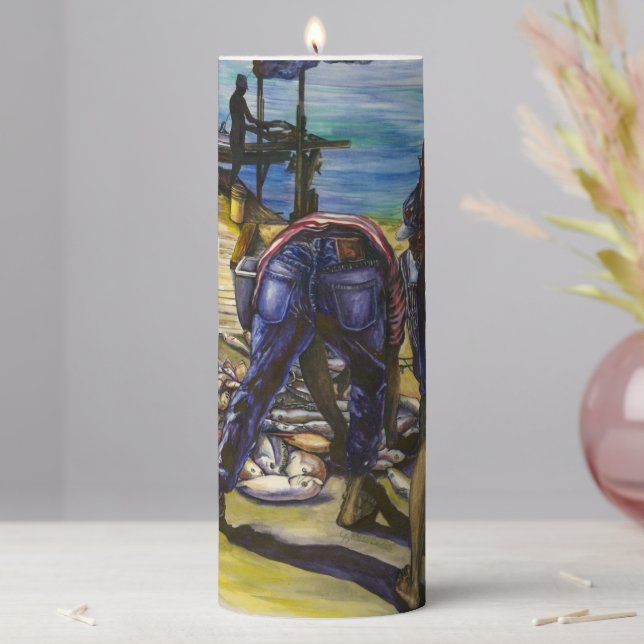 Morning Catch, Harbor Island, Bahamas Pillar Candle (In Situ)