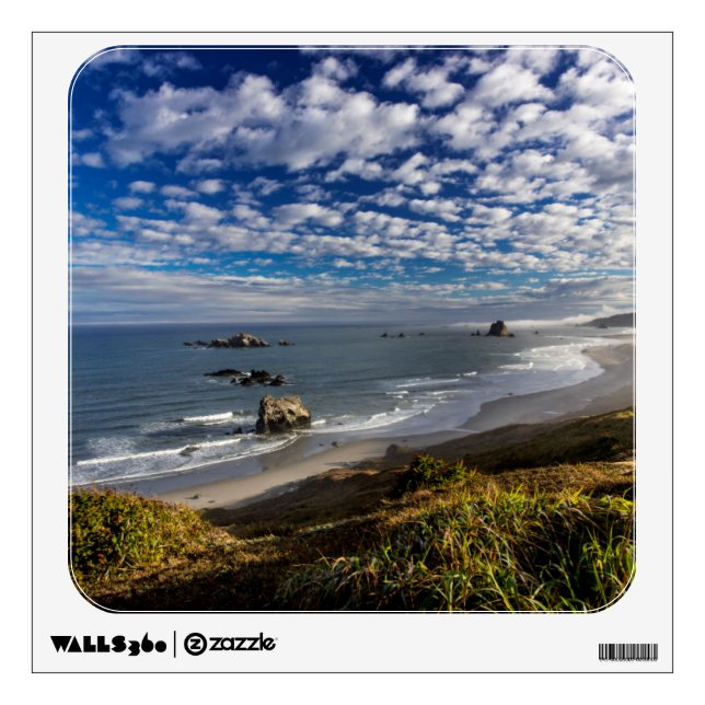 Morning clouds and fog at the beach wall decal (Front)