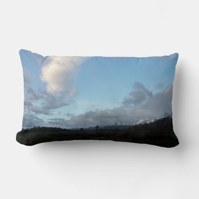 Morning Clouds at Grand Teton National Park Lumbar Pillow (Front)