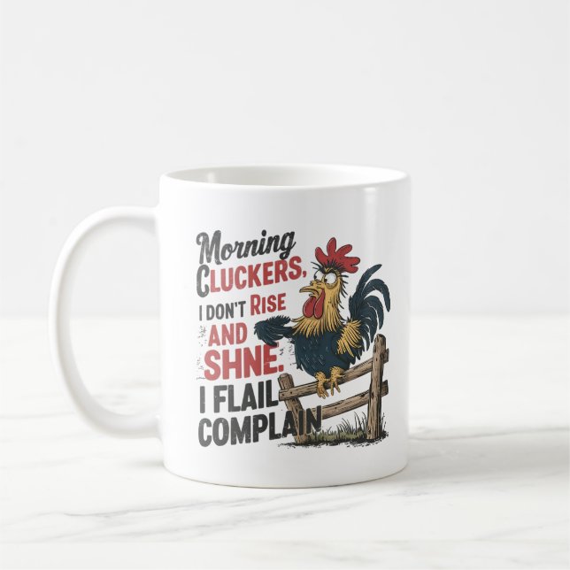Morning Cluckers Rooster Coffee Mug (Left)