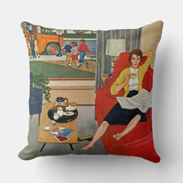 Morning Coffee Break Throw Pillow (Front)