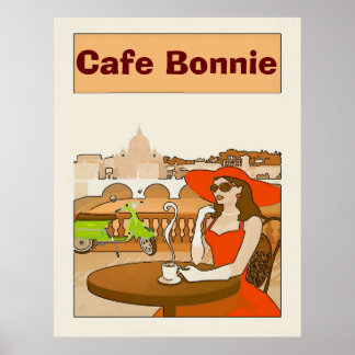 Morning Coffee Cafe Vintage Lady Posters