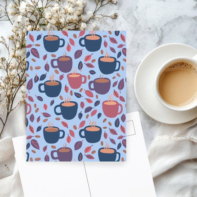 Morning Coffee Cute Pastel Colorful Custom  Postcard (Morning Coffee Cute Pastel Colorful Hand-drawn Pattern Custom Postcard
)