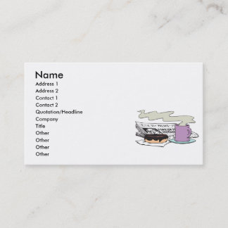 morning coffee donut and newspaper paper design business card
