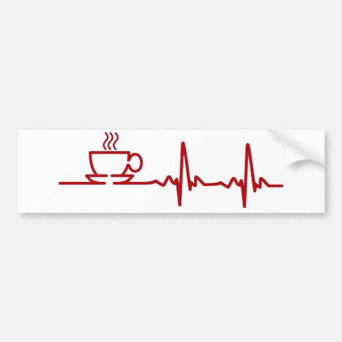 Morning Coffee Heartbeat EKG Bumper Sticker