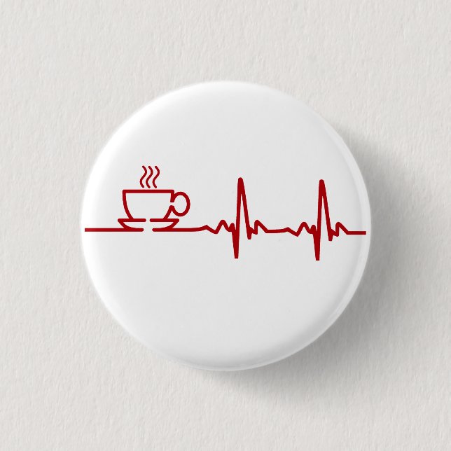 Morning Coffee Heartbeat EKG Button (Front)