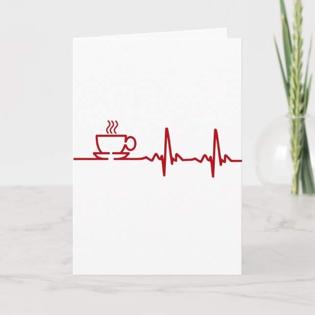 Morning Coffee Heartbeat EKG Card (Front)
